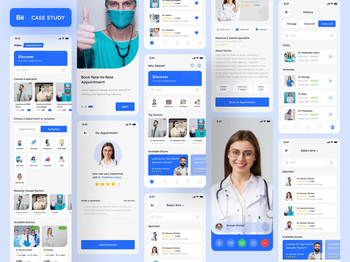 Doctor consultation mobile app UI UX design case study