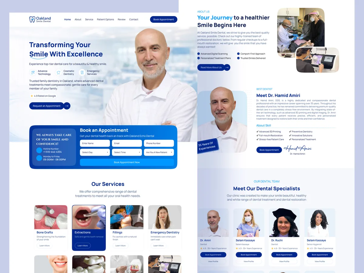 Oakland dental clinic website UI UX design